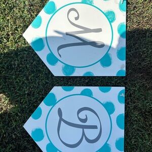 Teal and White Polka Dot Decorative Signs